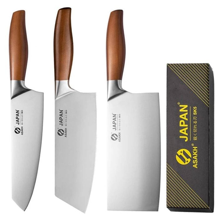 3-piece Professional Chef Knife Set Brown