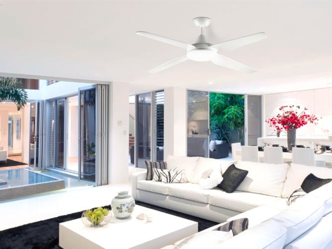Lounge room with Smart DC Ceiling Fan with Light