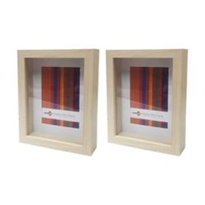 2x Unigift Shadow Box Photo and Artwork Wooden Frame 4x6"/10x15cm - Natural