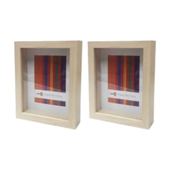 2x Unigift Shadow Box Photo and Artwork Wooden Frame 4x6"/10x15cm - Natural