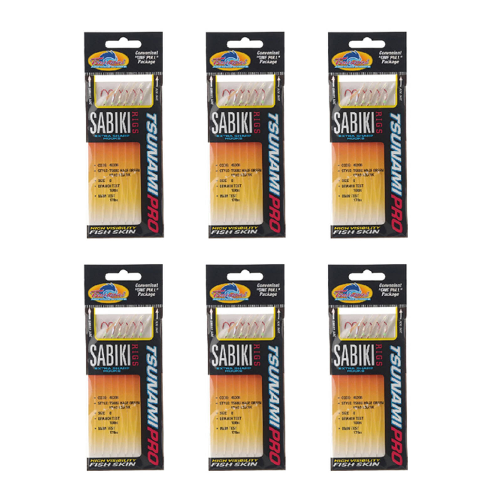 10x Tsunami 6 Red Hook Sabiki Rig - TS68G Hage Green Head Flash and Beads Size 8 thumbnail 2