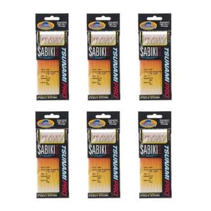 6x Tsunami 6 Red Hook Sabiki Rig - TS68G Hage Green Head Flash and Beads Size 8