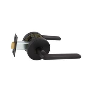 Schlage Matte Black Medio Plus Series Alba Passage Lever Set with QuickFix