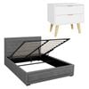 Artiss Upholstered Queen Gas Lift Storage Bed Frame With 2-drawer Bedside Table Set