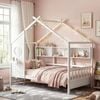 Artiss Kids Single Bed Frame With 3 Storage Bookcase House Bed Solid Wood Montessori Bed White