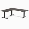 Desky L-shape Sit To Stand Burnished Wood Melamine Desk 2000x1800mm - Left Return Height Adjustable Matte Black Leg
