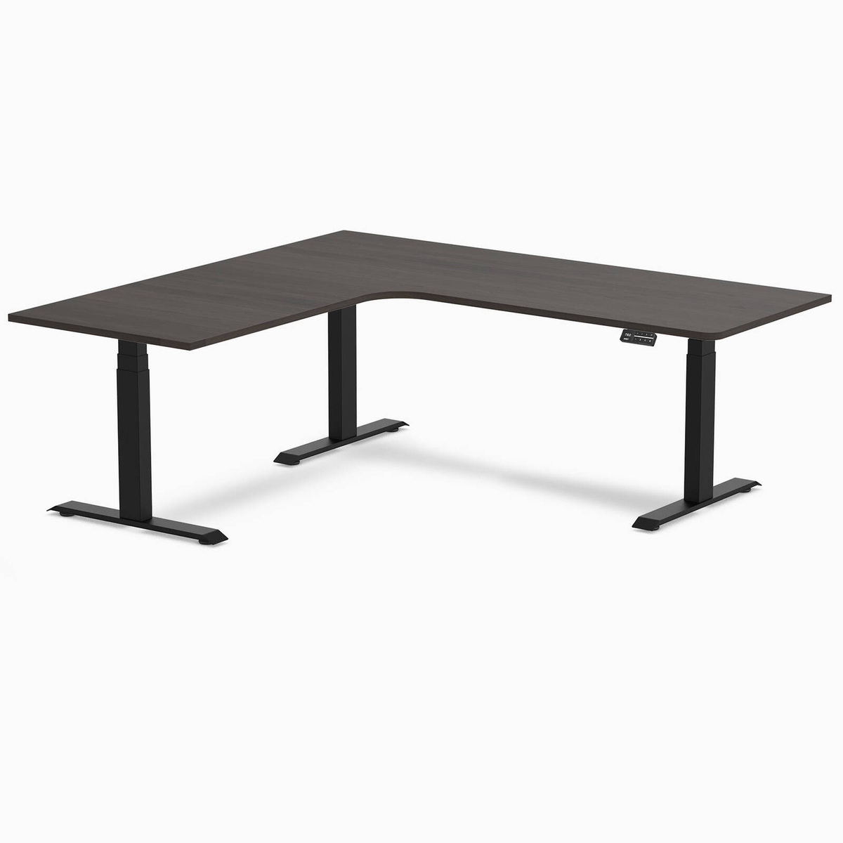 Desky L-Shape Melamine Sit Stand Desk Matte Black Frame 200x180cm Left ...