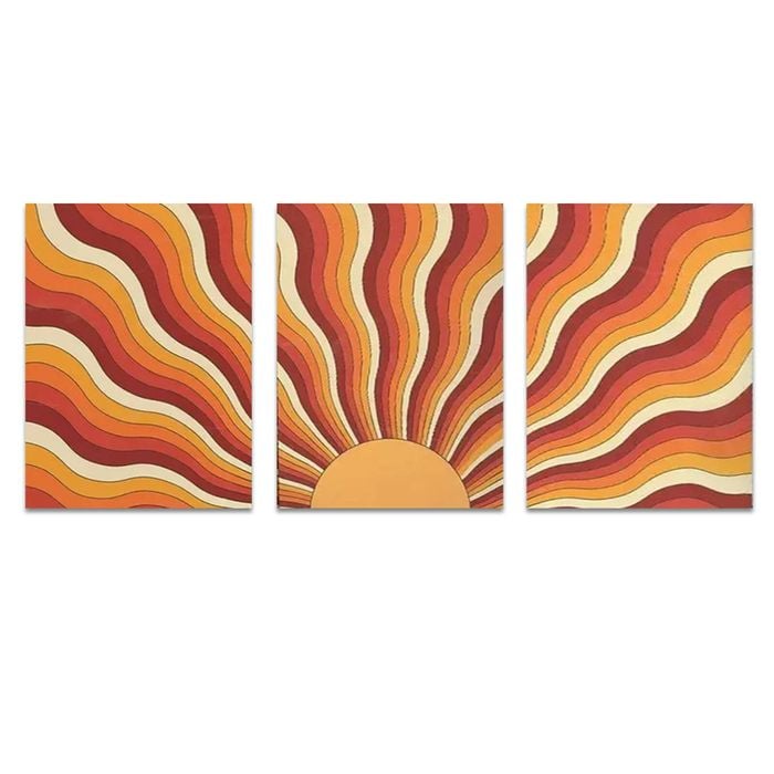 3pcs Deco Sunburst Print 100% Australian Made 3 x 40x60cm  (Stretched)