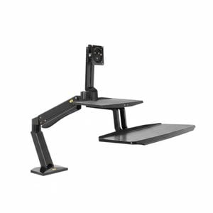 P&P Black Sit Stand Dual Screen Workstation Mount For Ergonomic Desk And Active Working