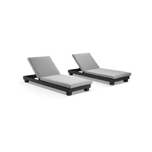 Santorini Outdoor Aluminium Pool Sun Lounge Set In Charcoal