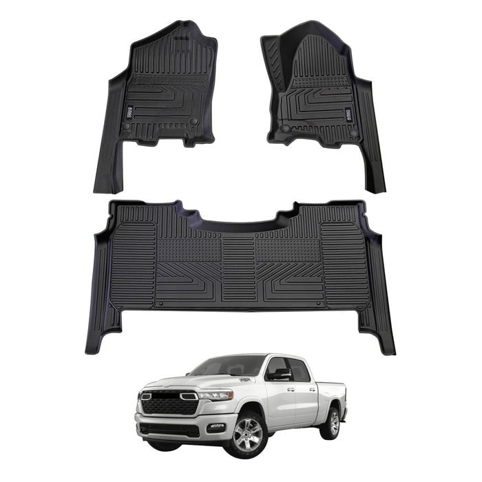 AUSGO Car Floor Mats for RAM 1500 DT Series Crew Cab 2023-Onwards All-Weather Floor Liners