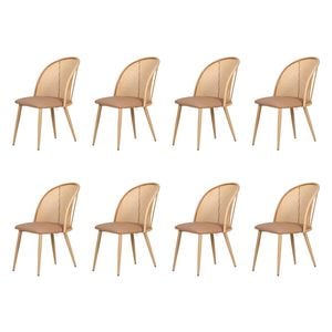 Familand Dining Chairs Set of 8 Padded Seat Kitchen Living Room Chair Leather in Cream