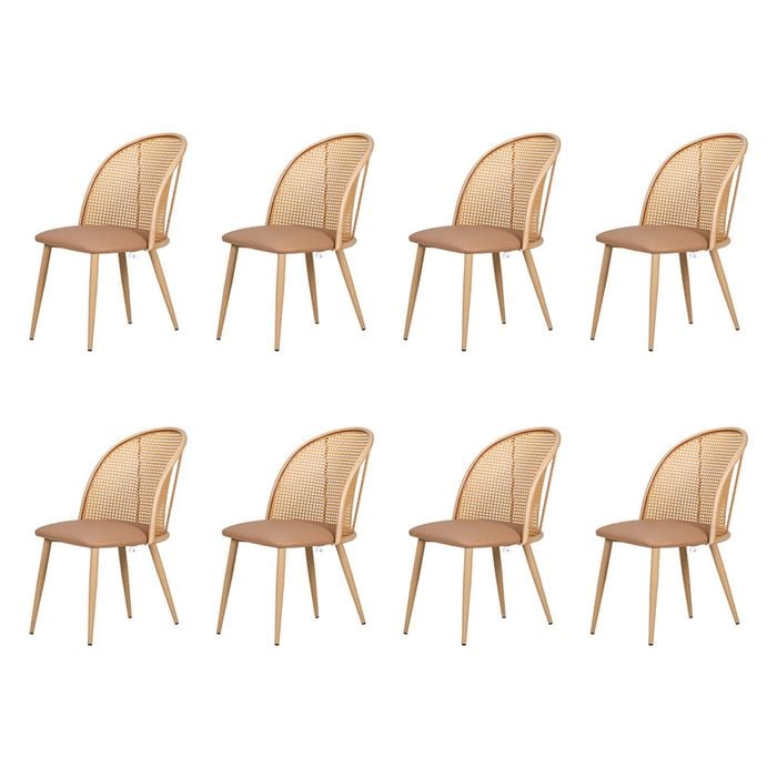 Familand Dining Chairs Set of 8 Padded Seat Kitchen Living Room Chair Leather in Cream