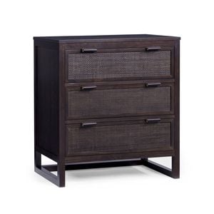 Teamson Home Hatteras Dresser with 3 Rattan Inset Panel Drawers, Espresso