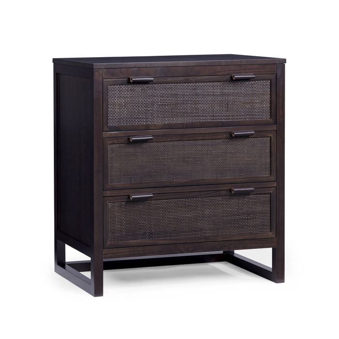 Teamson Home Hatteras Dresser with 3 Rattan Inset Panel Drawers, Espresso