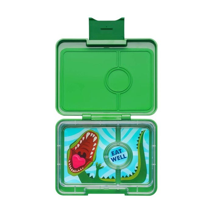 Yumbox Kids Snack Box 3 Compartment Leakproof lunchbox Dinosaur jurassic Green