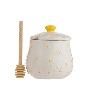 Price And Kensington Daisy Ceramic Honey Pot With Wooden Drizzler 450ml