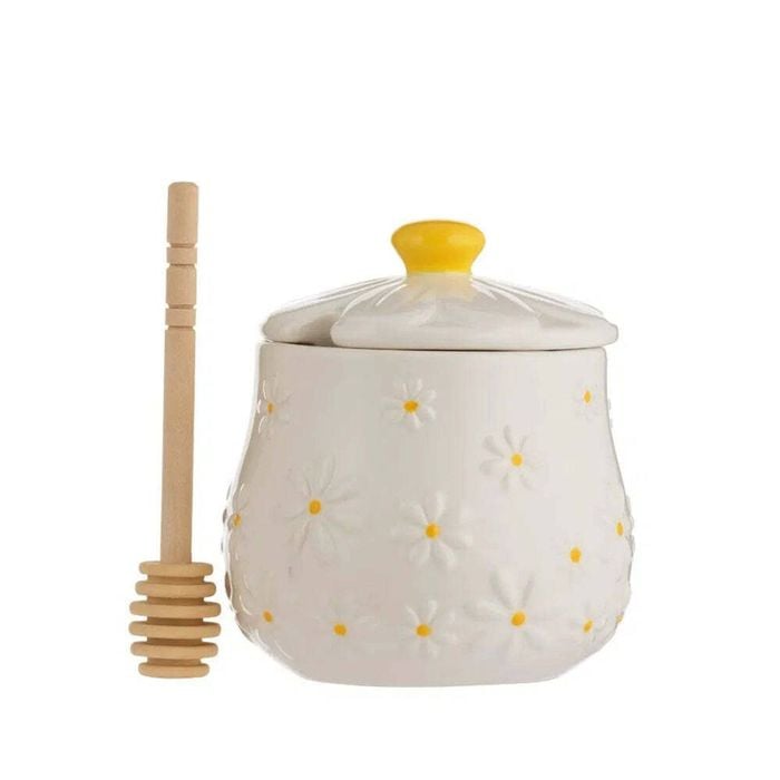 Price And Kensington Daisy Ceramic Honey Pot With Wooden Drizzler 450ml