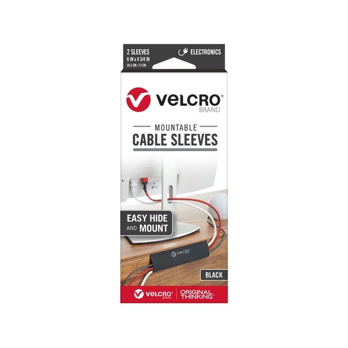 VELCRO Brand 20.3 x 12cm Black Mountable Cable Sleeves - 2 Pack