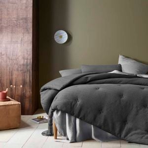 Accessorize Bedroom Collection Queen Soho Waffle Dark Grey 3 Piece Comforter Set