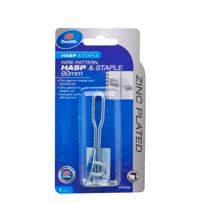 Zenith 90mm Zinc Plated Wire Pattern Hasp & Staple