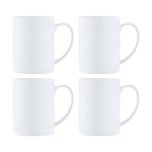 4pk Maxwell & Williams White Basics Diamonds 400ml Straight Mug Porcelain