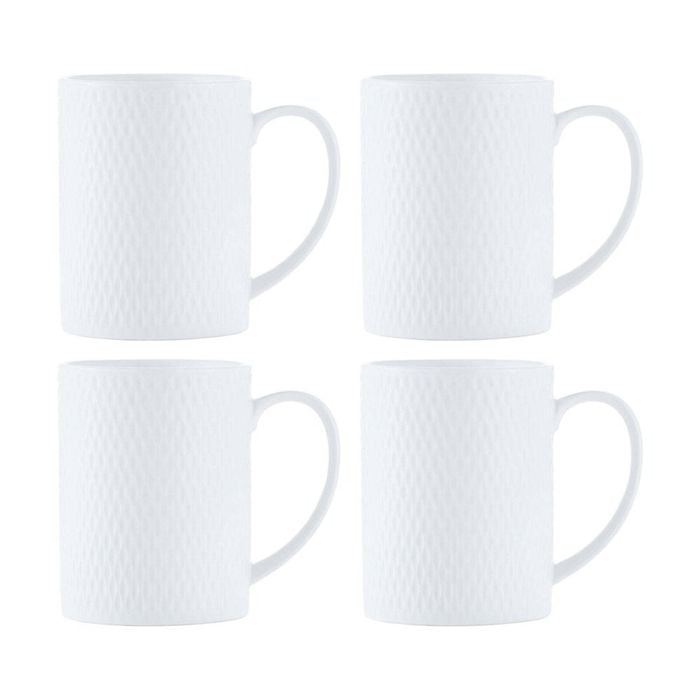 4pk Maxwell & Williams White Basics Diamonds 400ml Straight Mug Porcelain