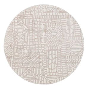 Loopsie-160cm X 160cm-kati Brown And Ivory Tribal Washable Round Rug