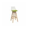 Olg Luna Bar Stool Oak Legs White Shell Avocado Green Seat Pad