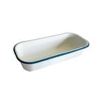 Urban Style Enamelware 1.9L Loaf Tin w/ Blue Rim - White
