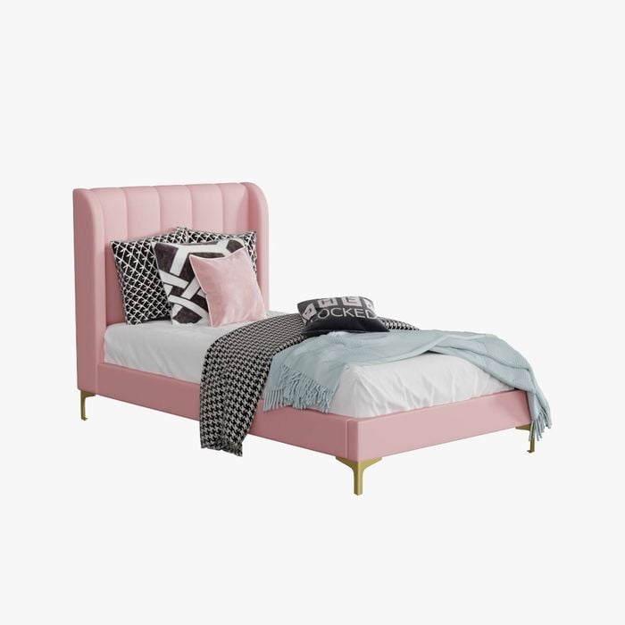 Charlotte King Single Bed Frame - Dusty Pink