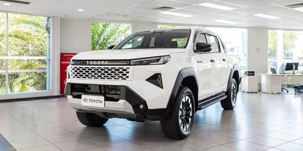 a hilux parked in a car showroom 