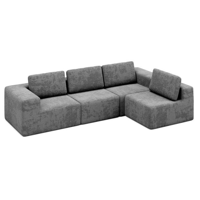 Ufurniture 4 Seater Cloud Sofa Boneless Sectional Floor Couch with Deep Seat Fluffy Comfy Modular Sofa Grey