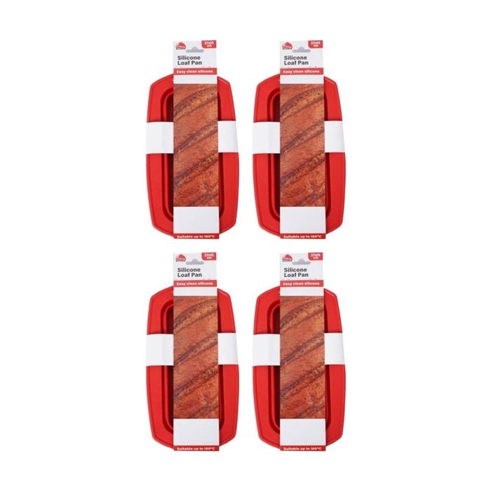 4PK Culinary Kitchen Silicone Non-Stick Oven Safe Loaf Pan 27x14x6cm Red