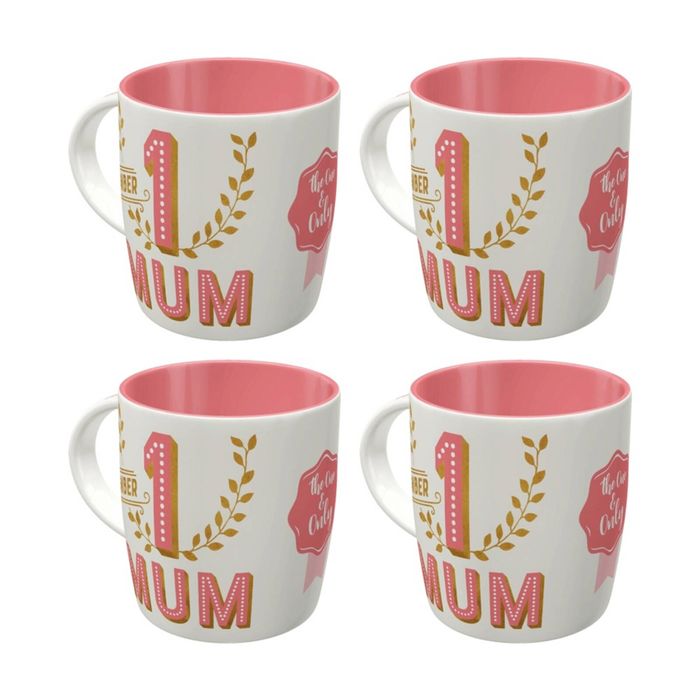 4x Nostalgic-art Ceramic Mug Number 1 Mum Retro Design 330ml Mothers Day Gift