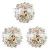 3x 4pc Urban Strawberry Field Cork Wooden Coasters Set 10cm Green/Pink