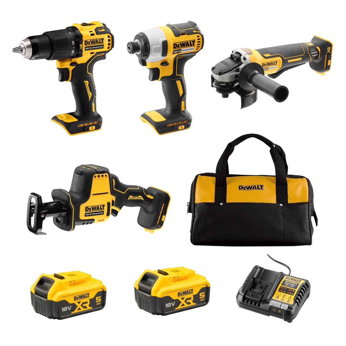 DeWALT 18V XR 5.0Ah 4 Piece Combo Kit DCZ409P2XE Bunnings New Zealand