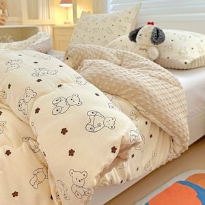 CottonMore Winter Warm Bears Pattern Plush Blanket Quilt Comforter 200x230cm