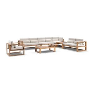 Santorini Package D Outdoor Aluminium Corner Modular Lounge In Teak Look Finish
