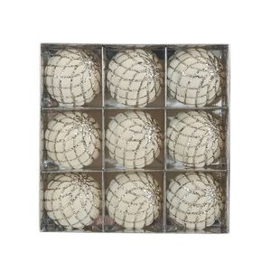 Catzon 9 Pcs Shiny Christmas Balls 8CM Velvet with Sequins for Holiday Wedding Party-White