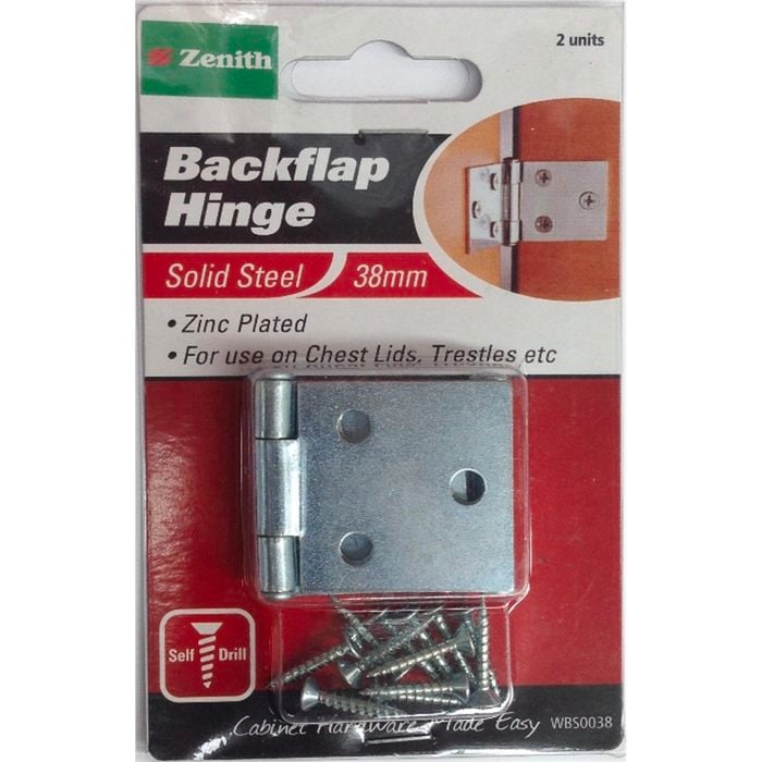 Zenith Backflap Hinge 38mm ZP 2pk
