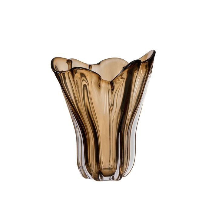 Amalfi Wavy Glass Vase Amber 23x23x26cm