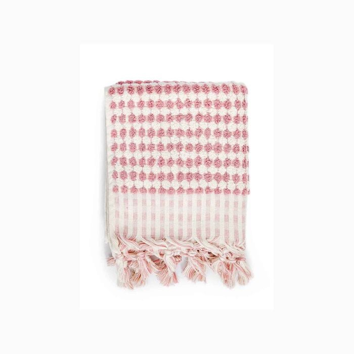Miss April Pompom Turkish Cotton Hand Towel Pink Clay