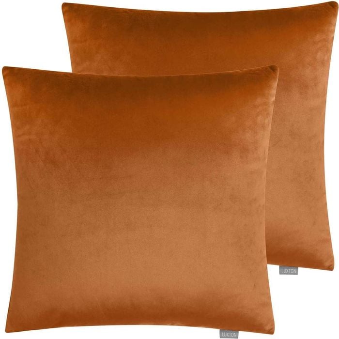 Velvet Square Cushion Cover 2pcs Pack - Burnt Orange