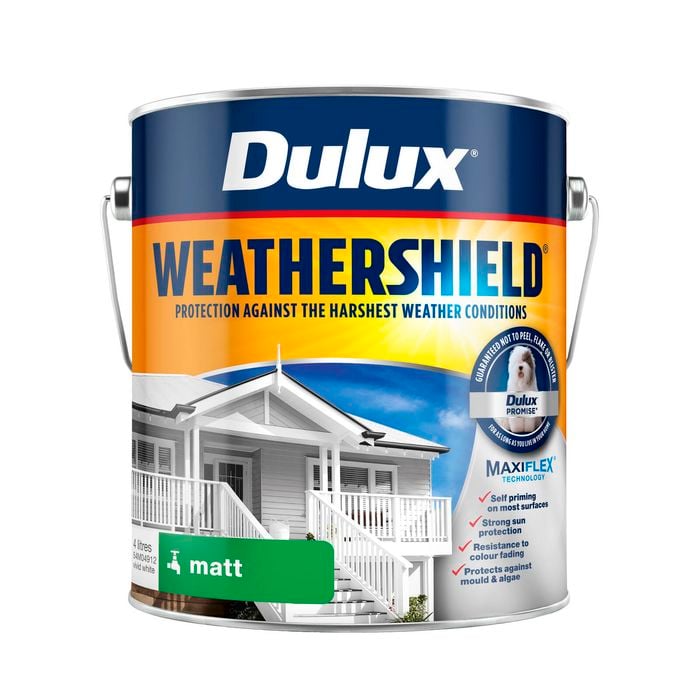 Dulux 4L Vivid White Matt Weathershield Exterior Paint - 4L
