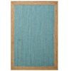Handwoven Border Jute Rug-1147-Natural/Teal Blue-110x160cm
