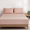 Gioia Casa Vintage Washed Cotton Fitted Sheet Set - 100% Natural Cotton - Soft & Breathable - Pink - Double