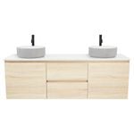 CIBO 1500mm Nordic Wall Hung Double Bathroom Vanity with Light Grey / White Countertop Basins - Coast
