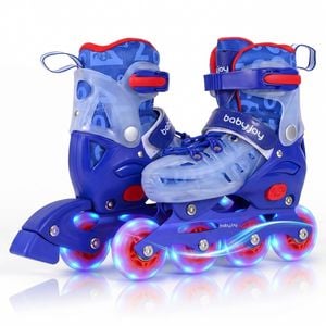 Costway 4Size Adjustable Roller Skates Skating Shoes Beginner Age 5-7 Blue