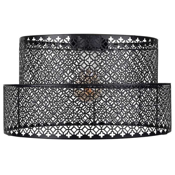 Brilliant 35cm Black Tier Laser Cut Metal Batten Fix Shade
